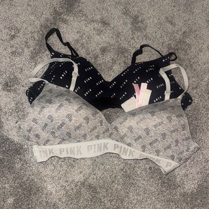 Victoria's Secret PINK 2-Pack Wireless Bras - Black & Heather Gray